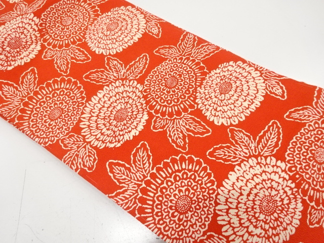 JAPANESE NAGOYA OBI / CHIRIMEN / KATAZOME / KIKU